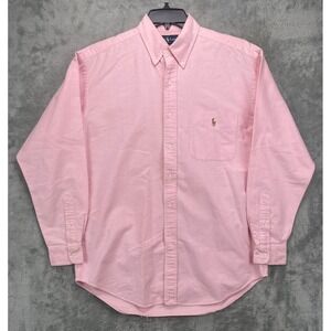 Ralph Lauren Men's Blake Shirt Sz M Pink Cotton Long Sleeve Button Up